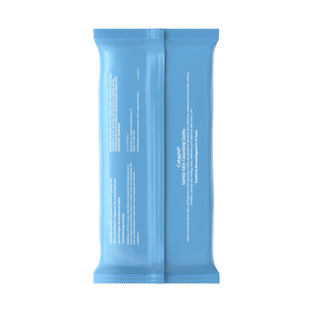 Cetaphil pack front displays 25-count triple pack for convenient trips.