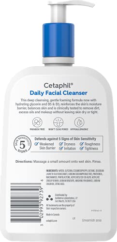 Cetaphil removes dirt and pollutants while preserving natural oils.
