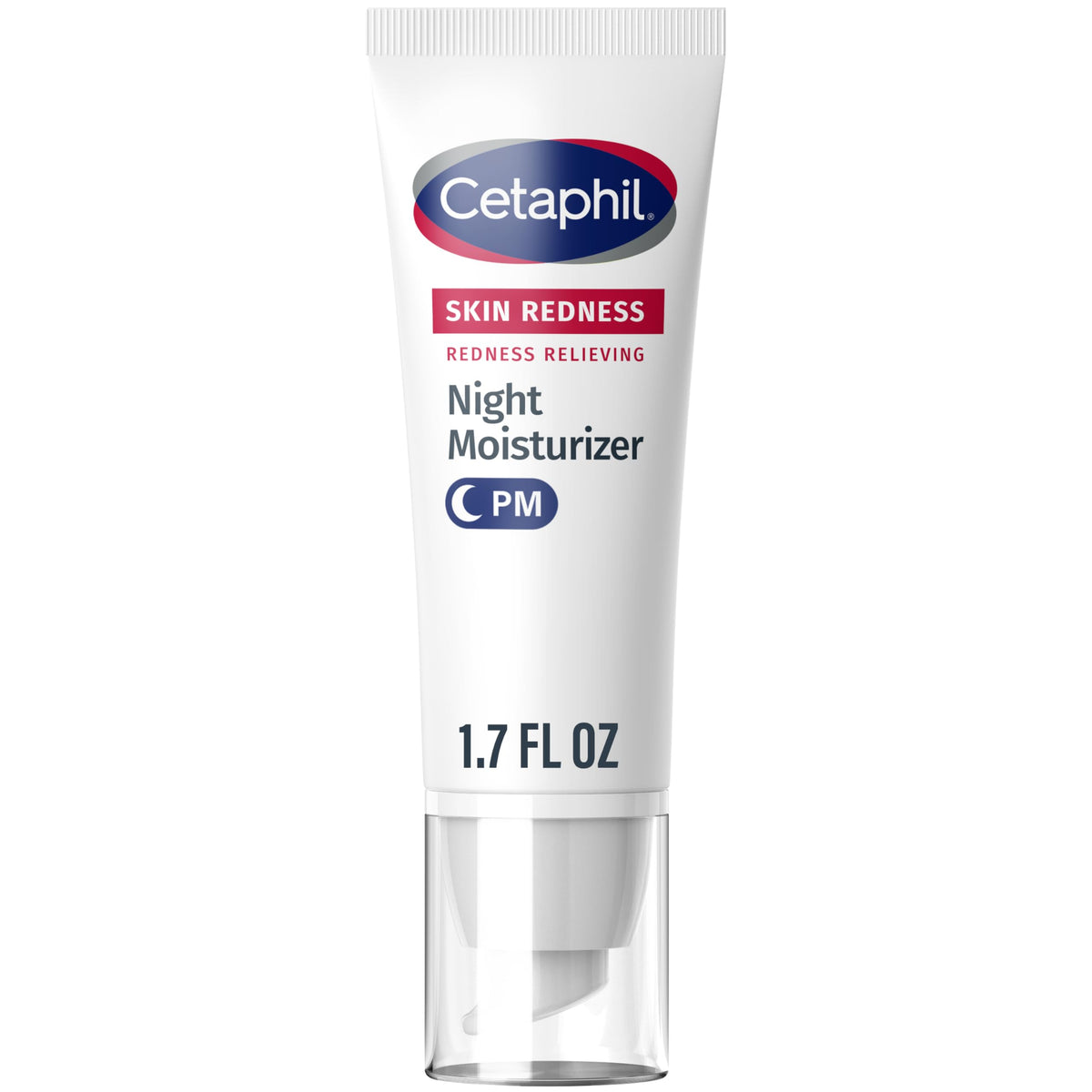 Cetaphil Redness Relieving Night Moisturizer bottle close-up showing fragrance free formula