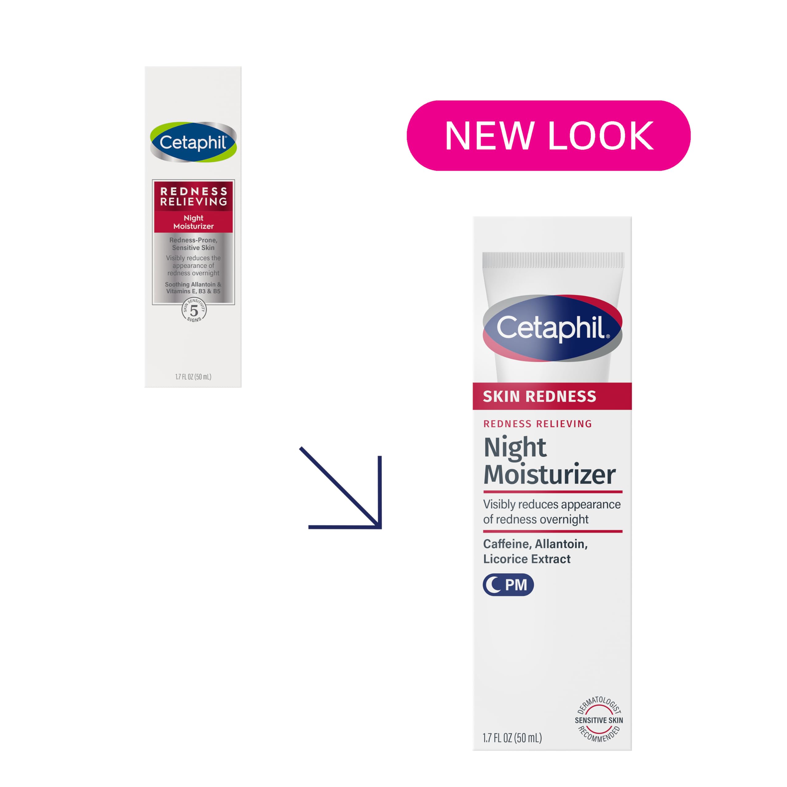 Cetaphil Redness Relieving Night Moisturizer dispenser on face during application