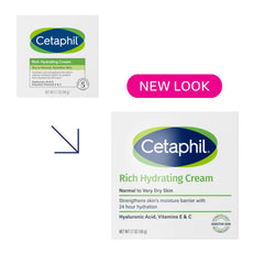 Cetaphil Rich Hydrating Night Cream jar swirl highlights lightweight, non-greasy texture for sensitive skin.