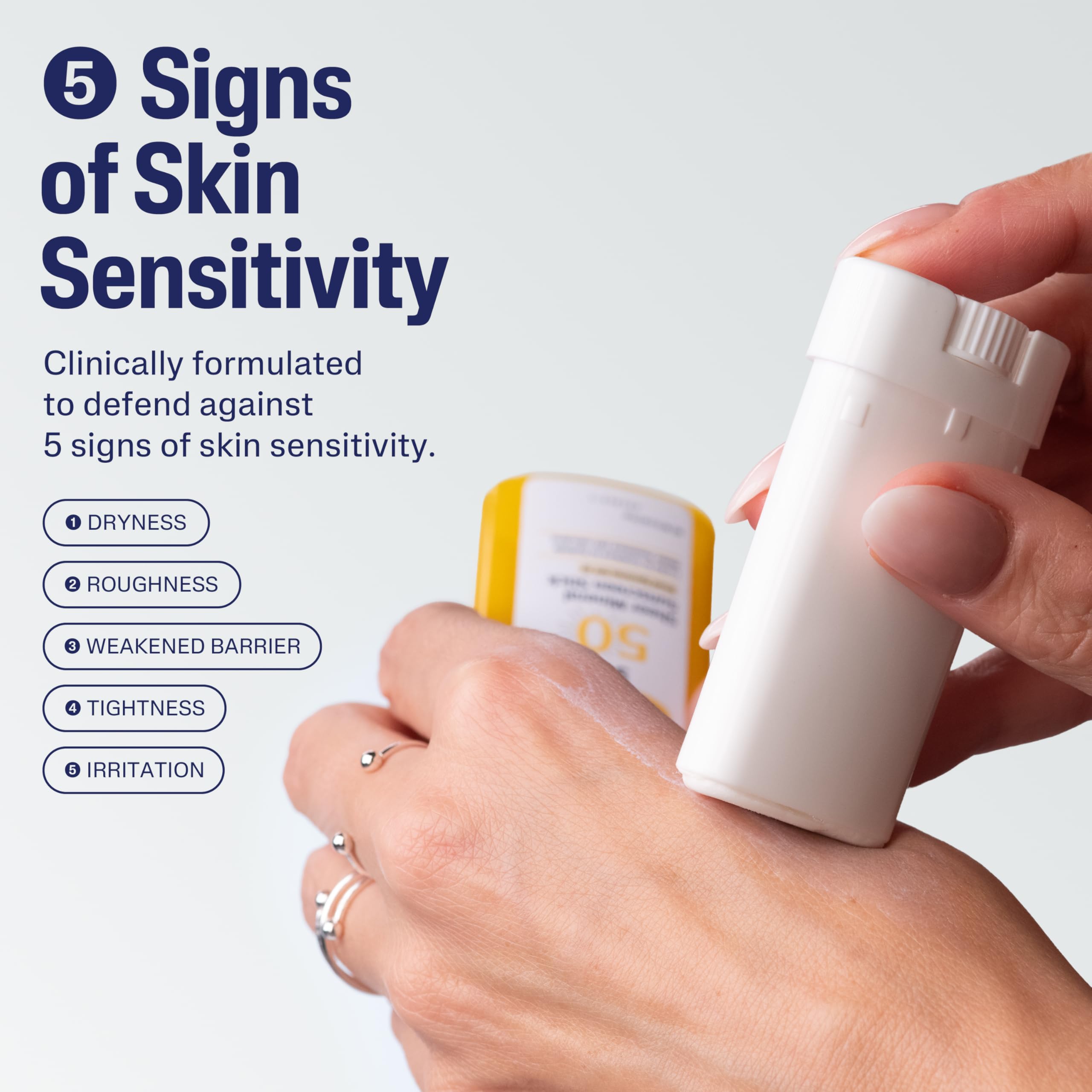 Cetaphil sunscreen stick applied to the body for daily SPF coverage.