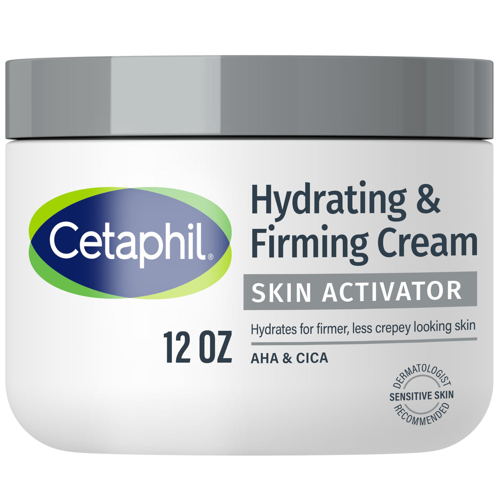 Cetaphil Skin Activator Cream front packaging highlights hydration and firming.