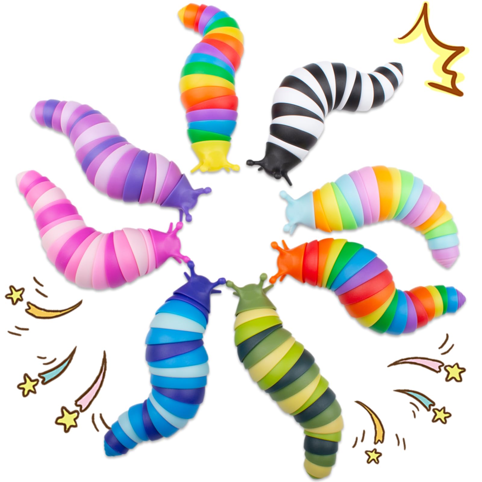 Cevioce Easter slug fidget toy set in bright colors for kids' baskets.