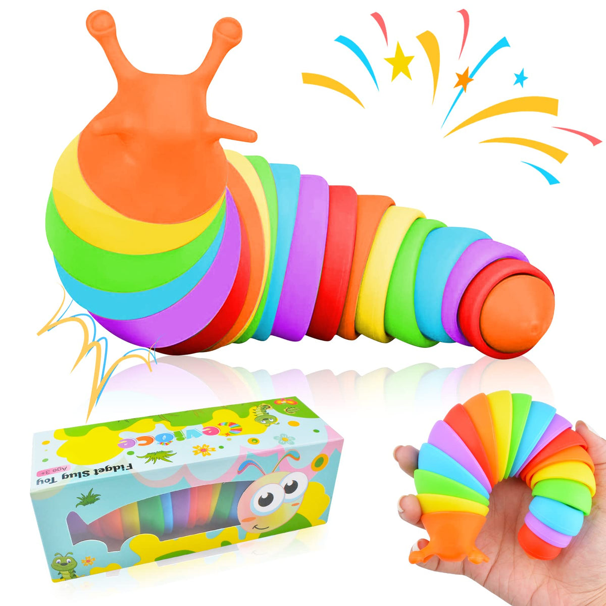 Cevioce fidget slug toy close-up in hand showing tactile relief and focus
