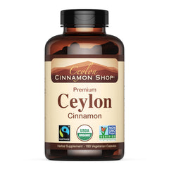 Ceylon Cinnamon Shop organic cinnamon bottle with easy capsule format