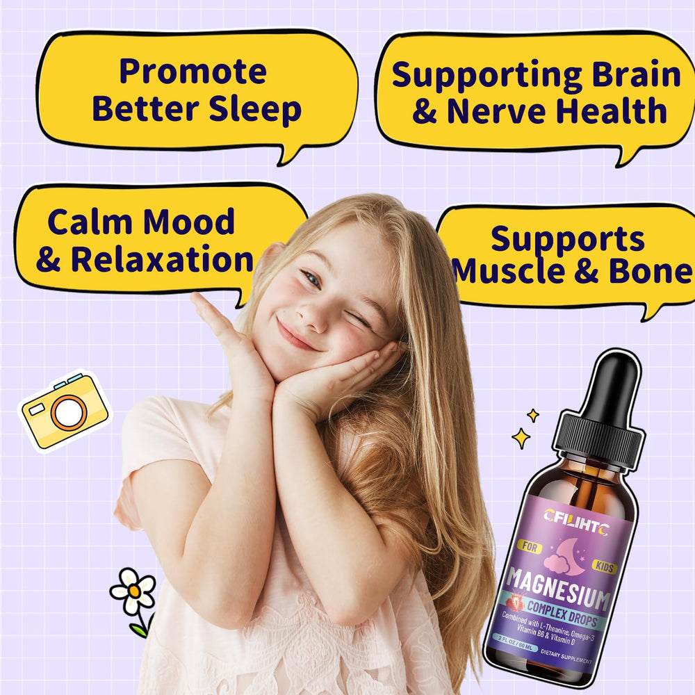 CFILIHTC Kids Magnesium Drops mixed into a drink for convenient use.