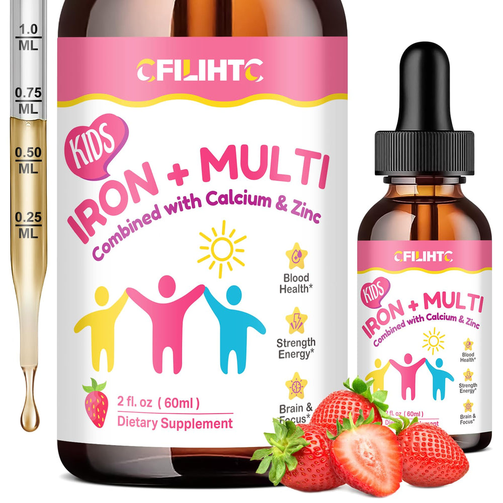 CFILIHTC liquid iron drops with dropper for kids, easy dosing and energy support