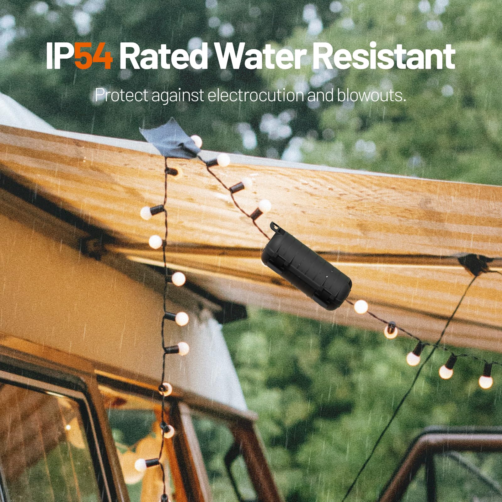 CFMASTER outdoor cord cover with string lights for safe installation.
