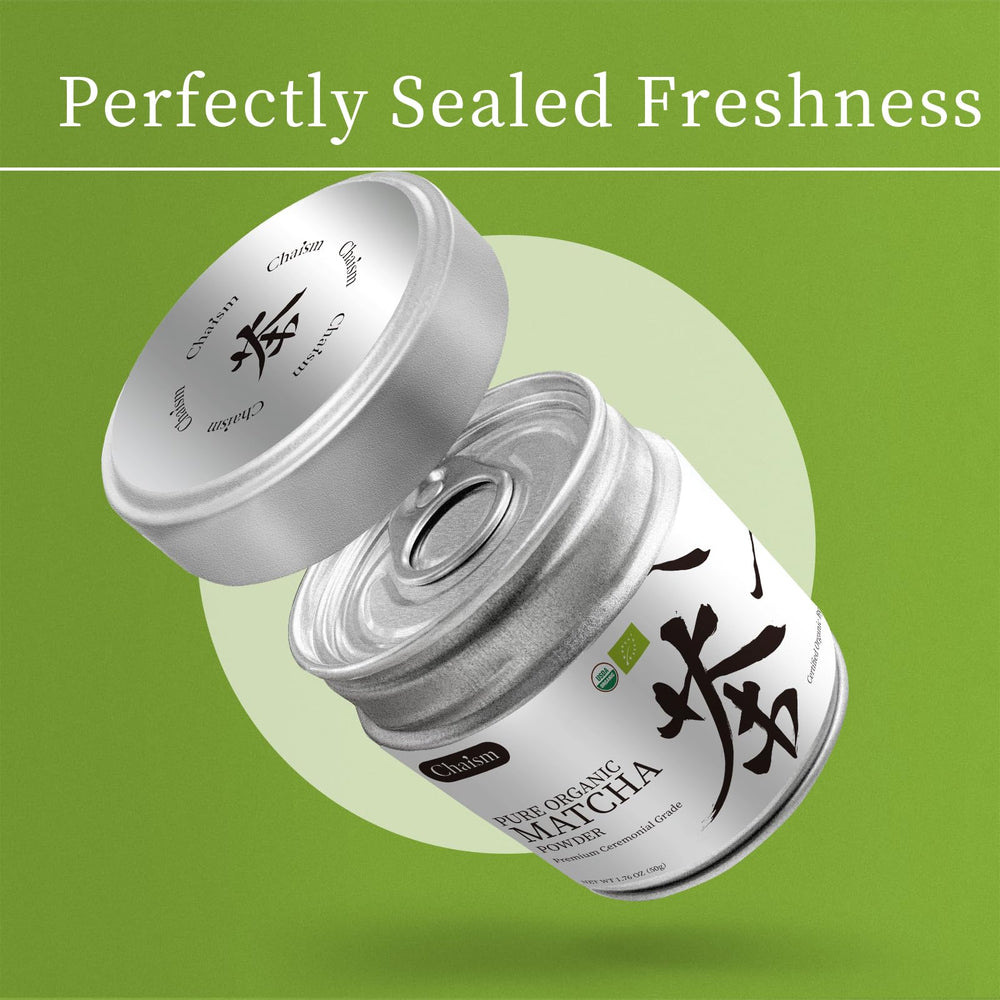 Chaism steaming cup with emerald foam suggests a calm moment.