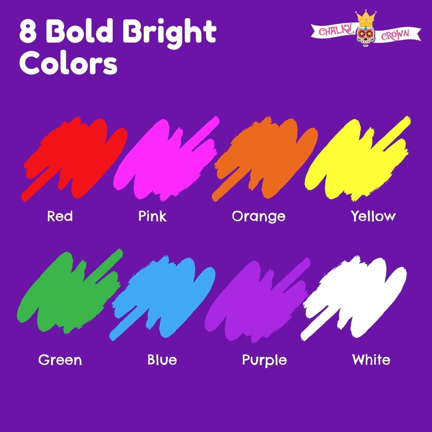 CHALKY CROWN eight-pack neon colors displayed for vibrant signage