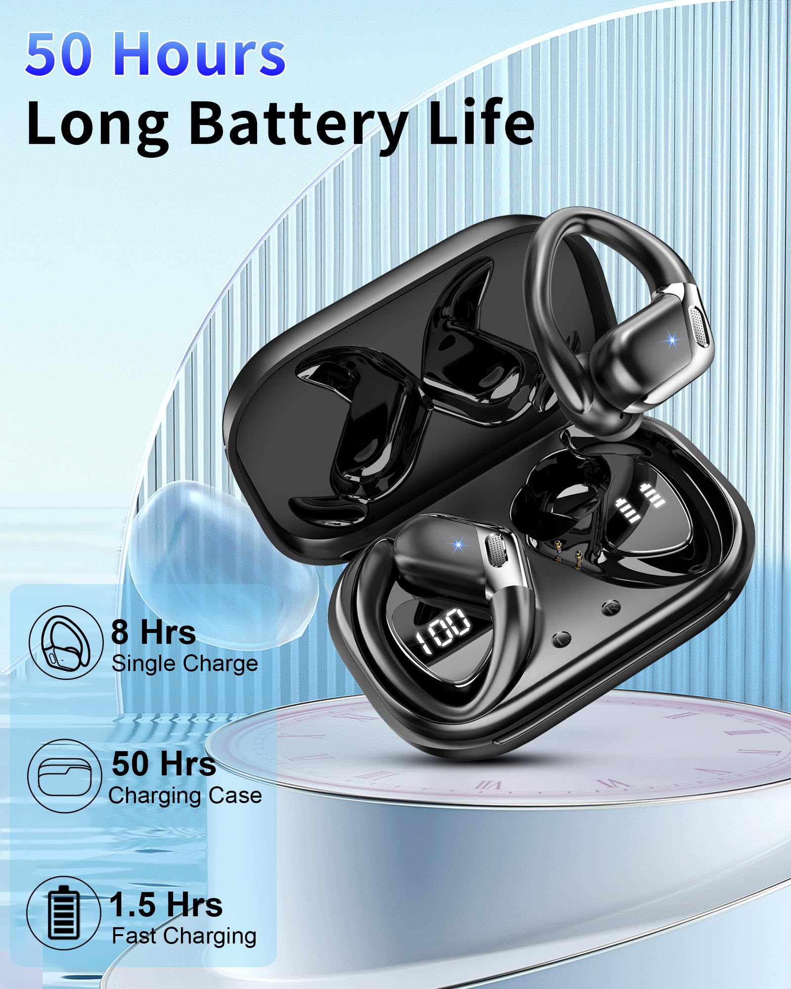 chalvh Earbuds offer up to 50 hours of playback on a single charge.