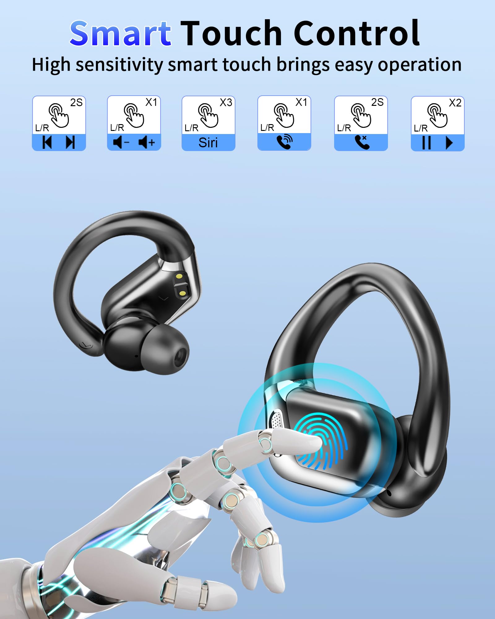 chalvh Earbuds designed with ergonomic ear hooks for secure all-day wear.