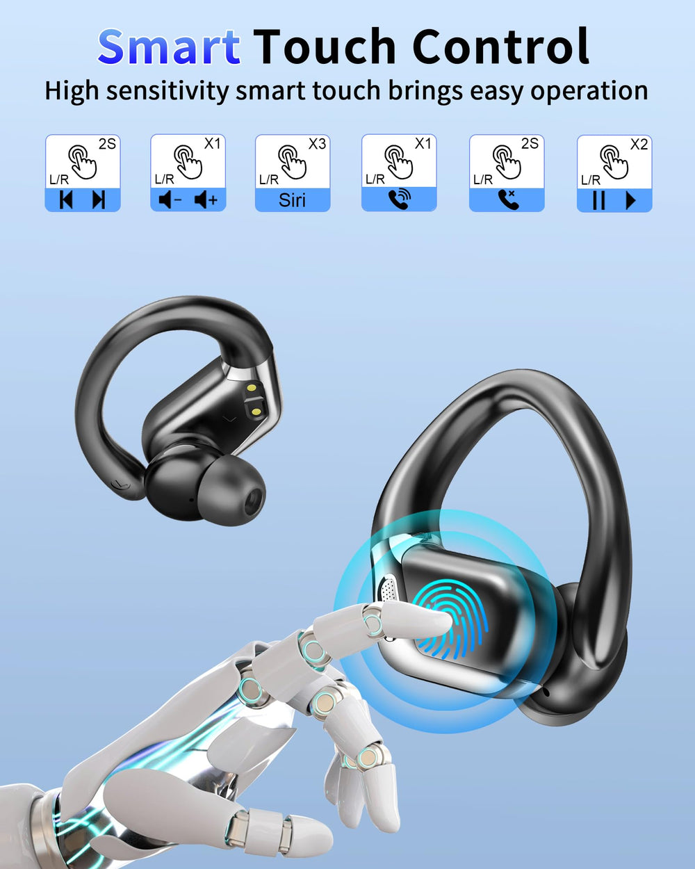 chalvh Earbuds designed with ergonomic ear hooks for secure all-day wear.