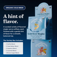 Chamberlain Coffee cake batter blend cold brew single-serve bag with dessert-like notes