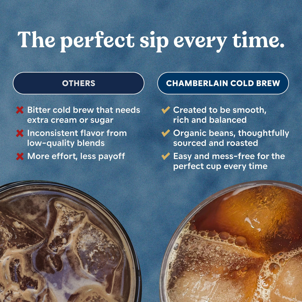 Chamberlain Coffee caramel blend cold brew single-serve bag with silky sweetness