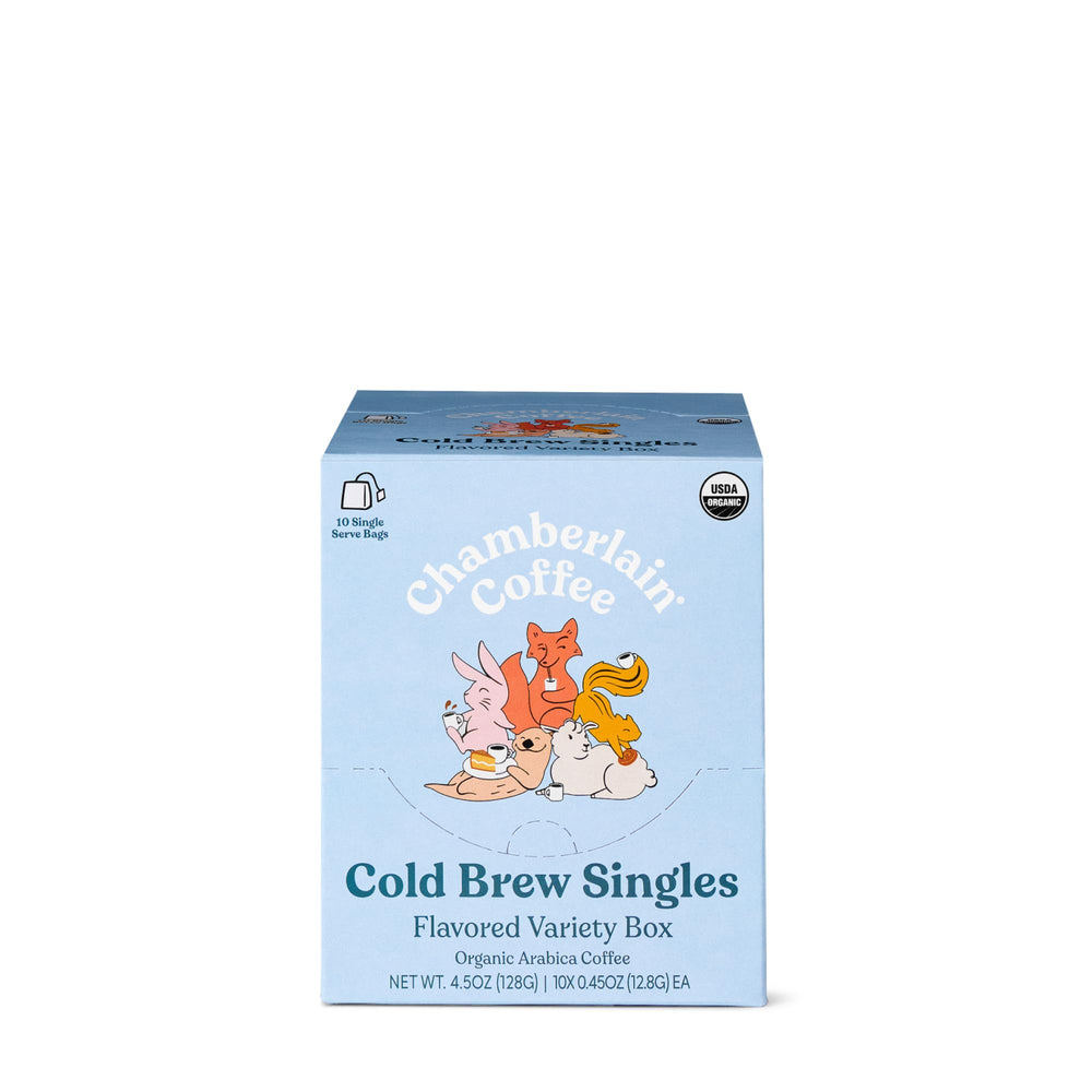 Chamberlain Coffee vanilla blend cold brew single-serve bag for quick, creamy flavor