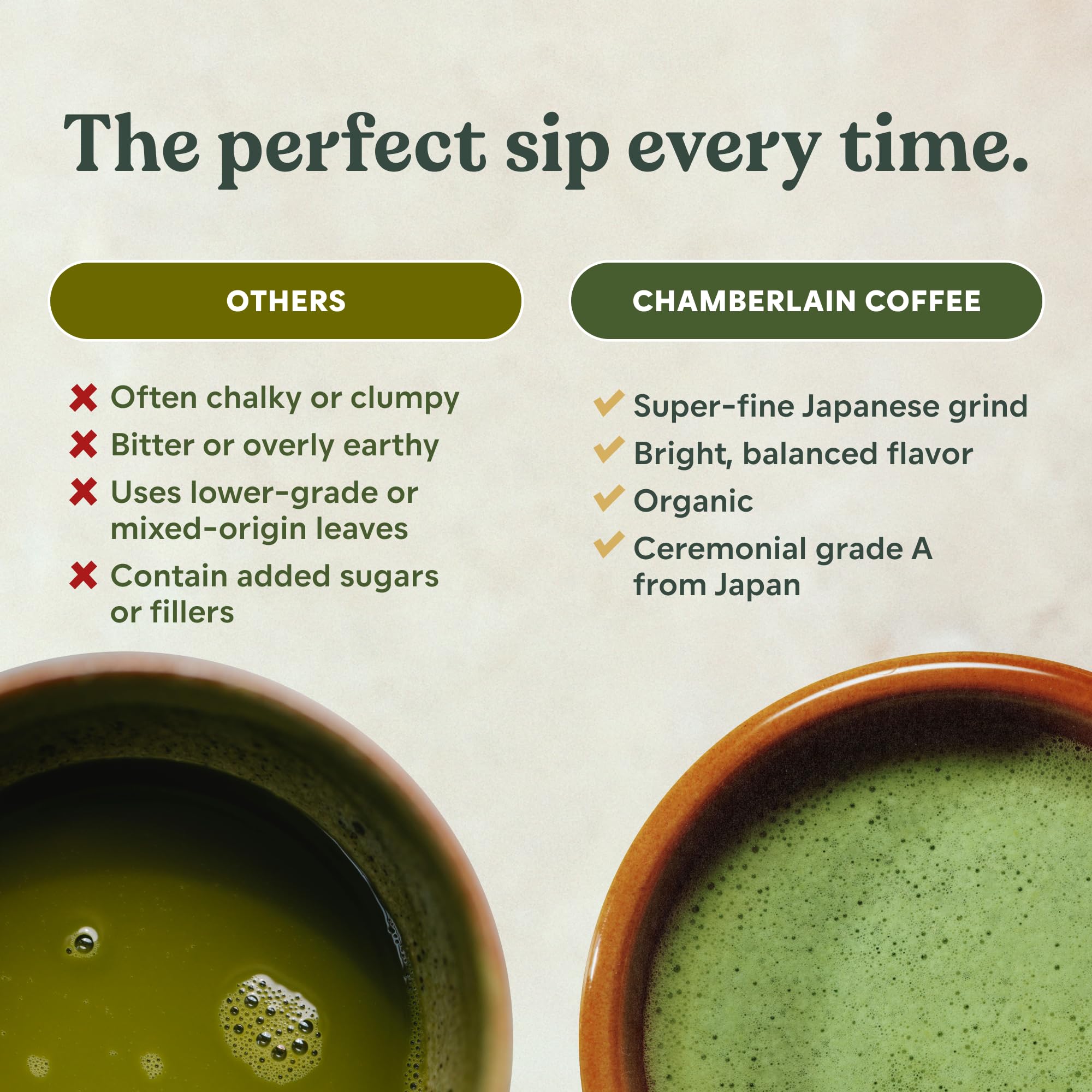 Chilled Chamberlain Coffee Vanilla Matcha over ice in a glass for refreshment