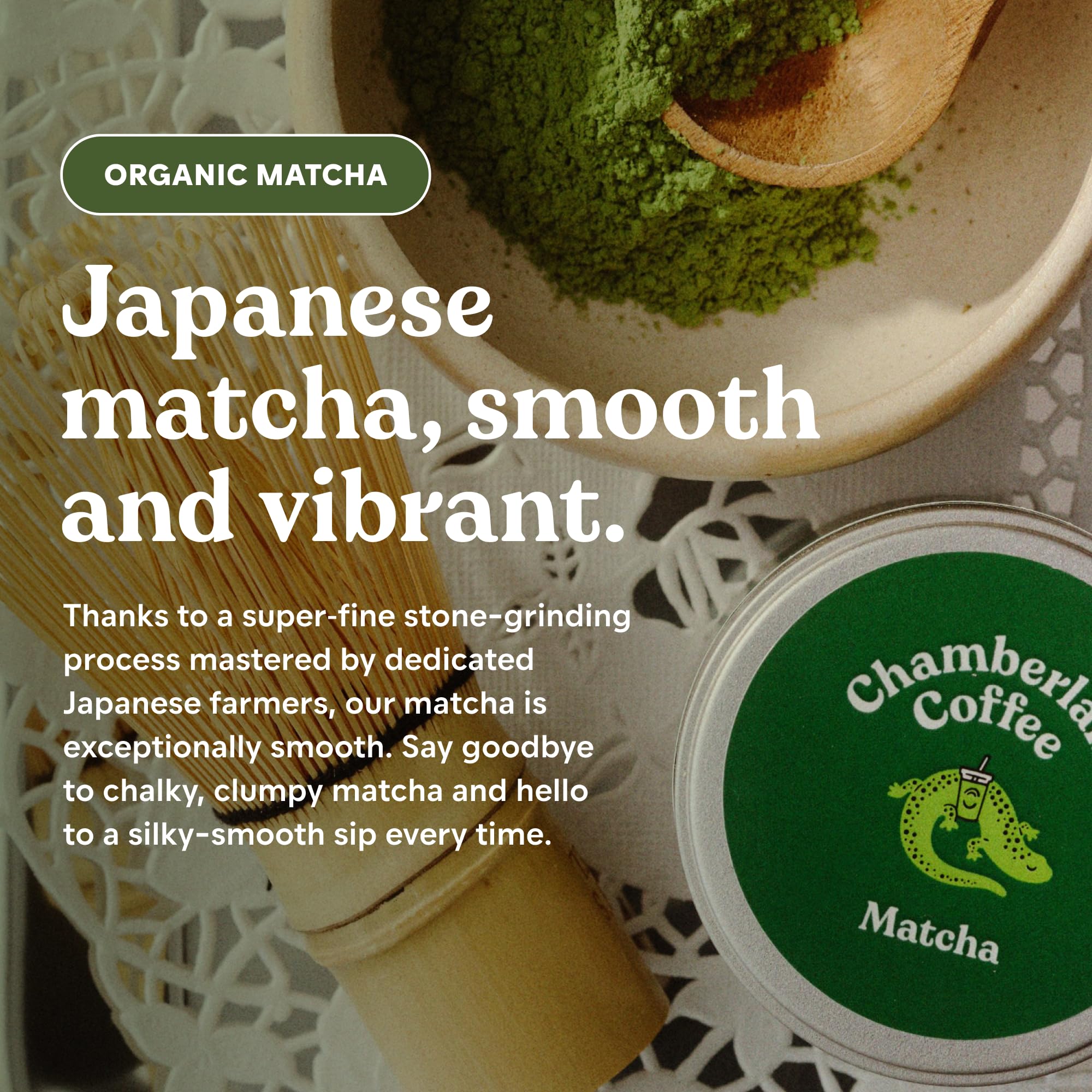 Organic certification label on Chamberlain Vanilla Matcha packaging