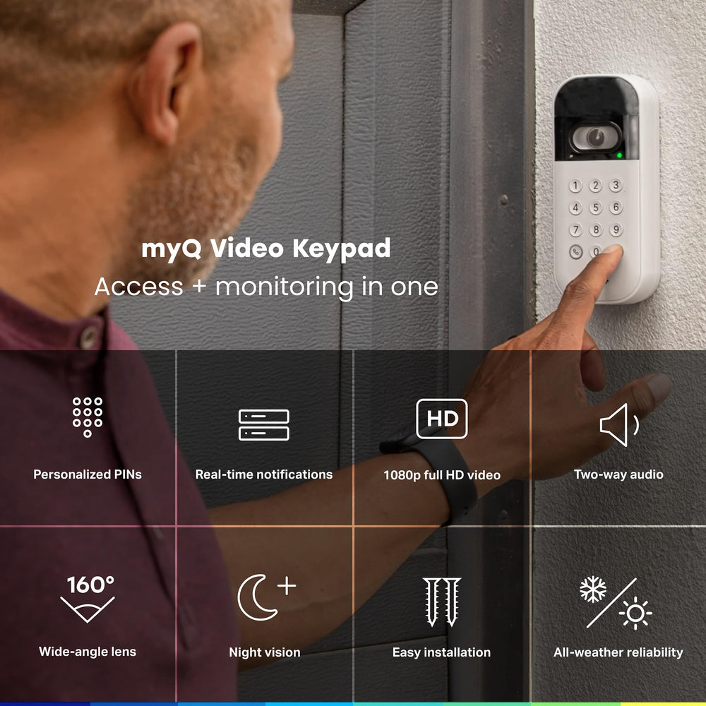 CHAMBERLAIN myQ Video Keypad PIN codes enable secure, time-based access for family and guests