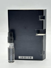 Chanel Bleu de Parfum sample top view highlights compact travel-friendly size.