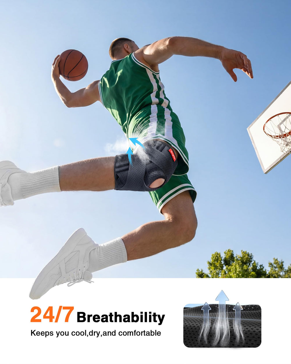 Changenow knee wrap supports daily life and rehab exercises alike.