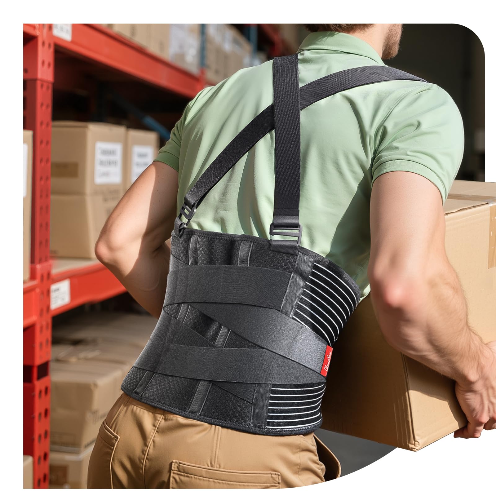 Changenow Ultra Breathable Back Brace strap system provides all day comfort