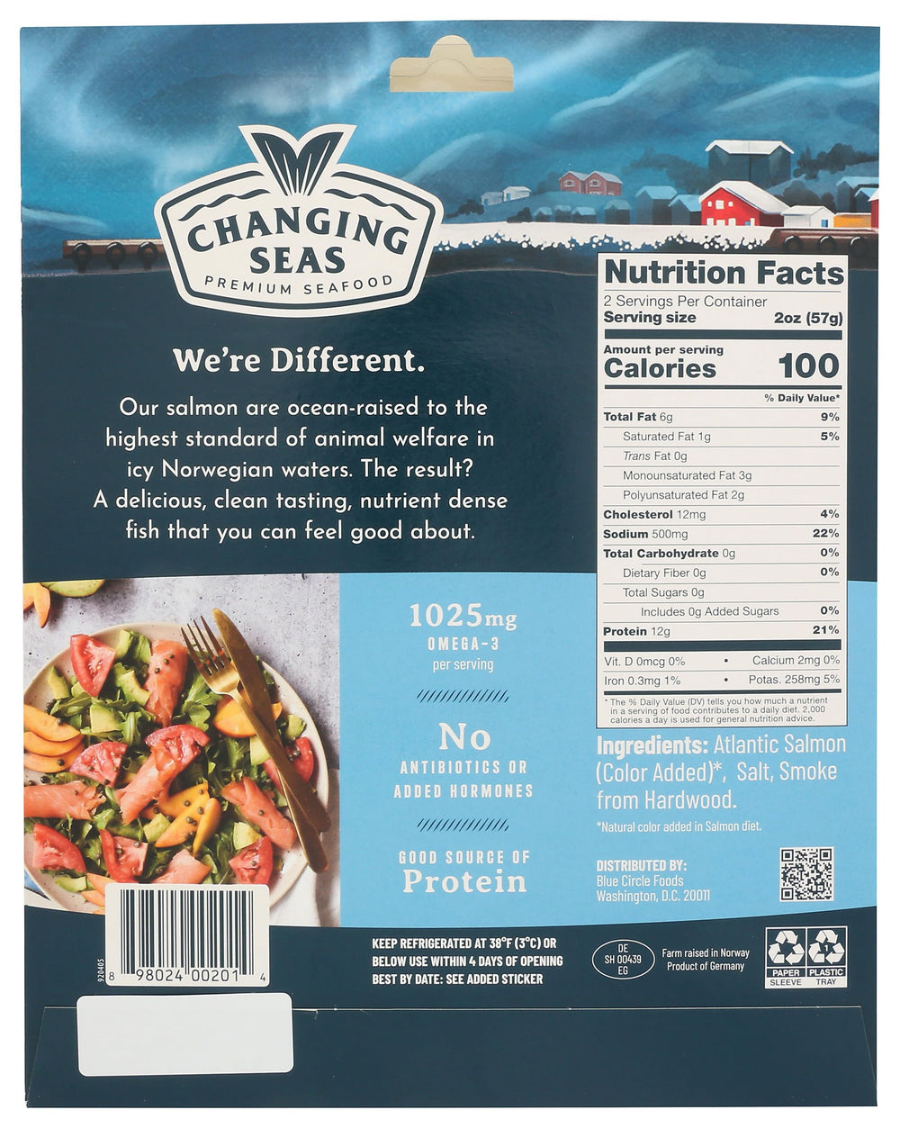Changing Seas cold smoked salmon sliced over crackers, ideal for easy canapés.