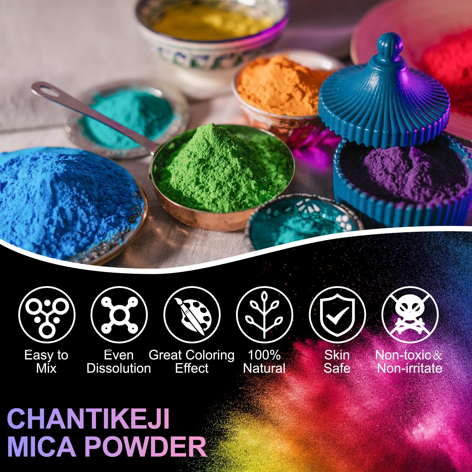 CHANGTIKEJI mica powder soap making image highlights colorful, fragrant bars.