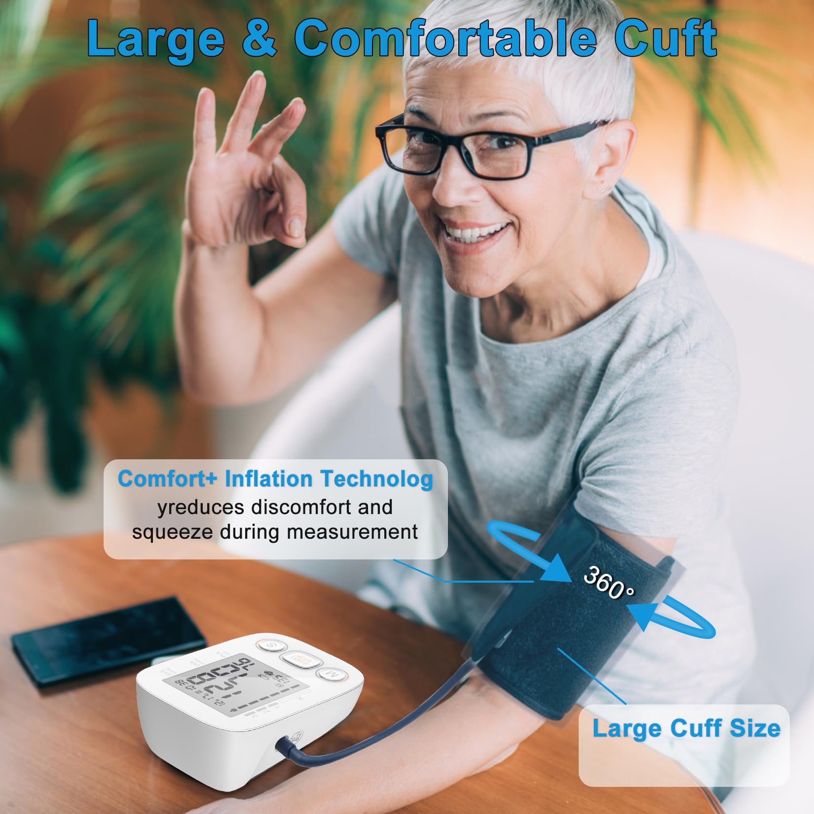 CHANI home-use blood pressure monitor kit includes cuff and manual