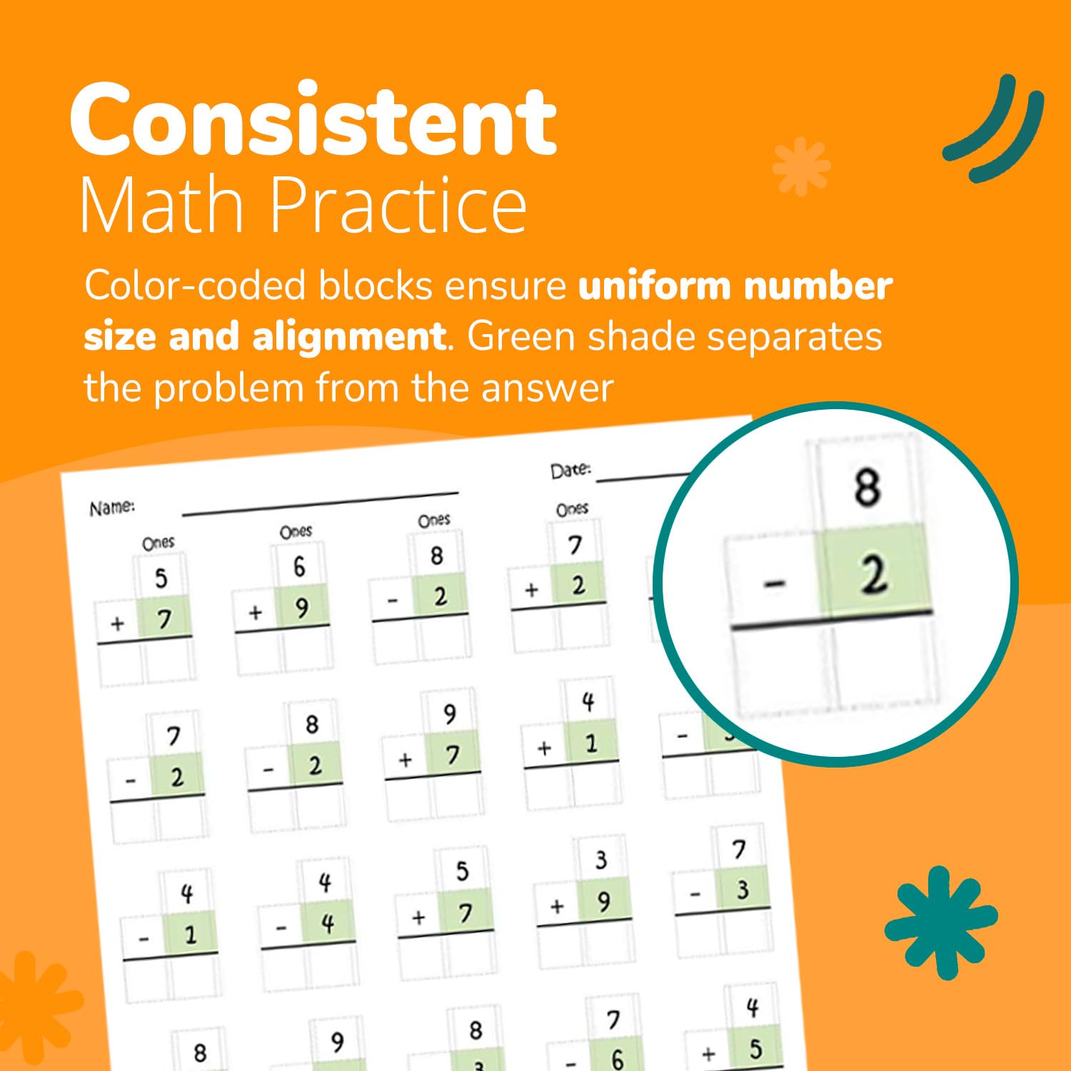 Channie’s color-coded blocks help align numbers for precise early math practice.