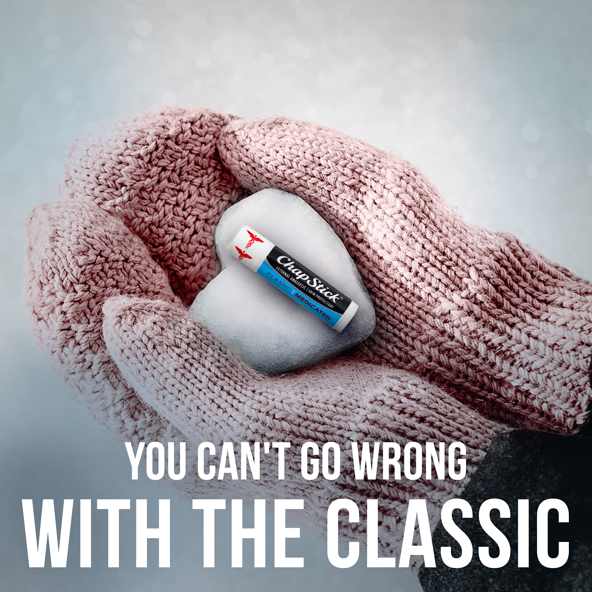 ChapStick Classic Medicated Lip Balm tubes arranged for travel-friendly lip care.