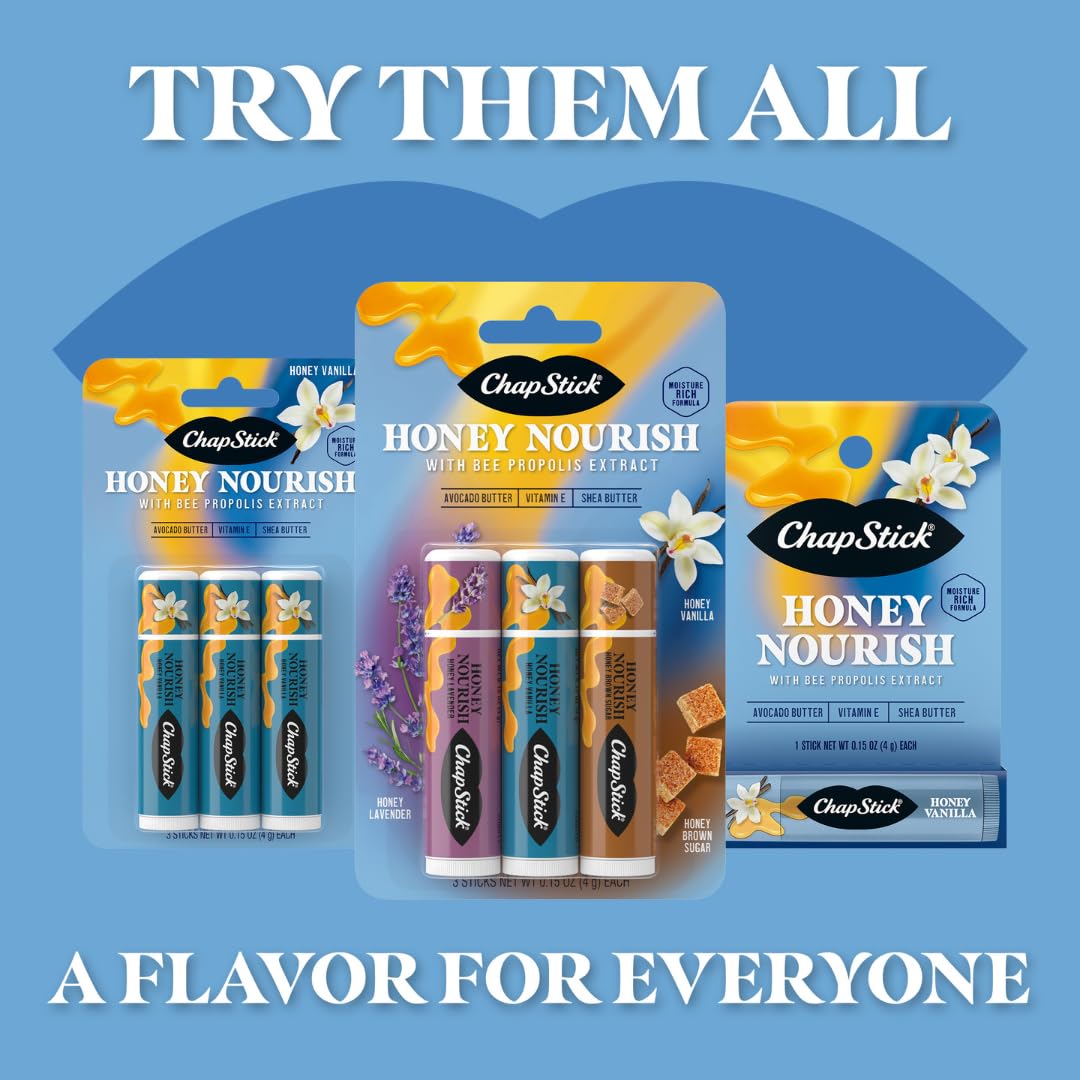 ChapStick Honey Nourish paraben-free label indicating clean lip care