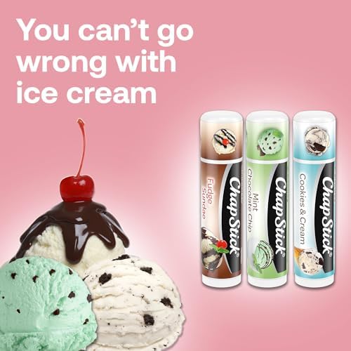 ChapStick Ice Cream Classics Mint Chocolate Chip balm applied for a refreshing feel