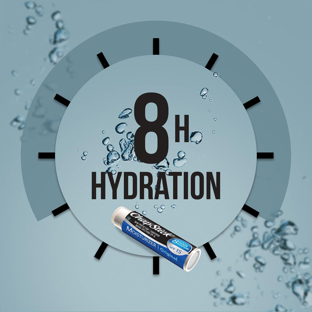 ChapStick Moisturizer 2-in-1 with aloe vera and vitamin E on lips.