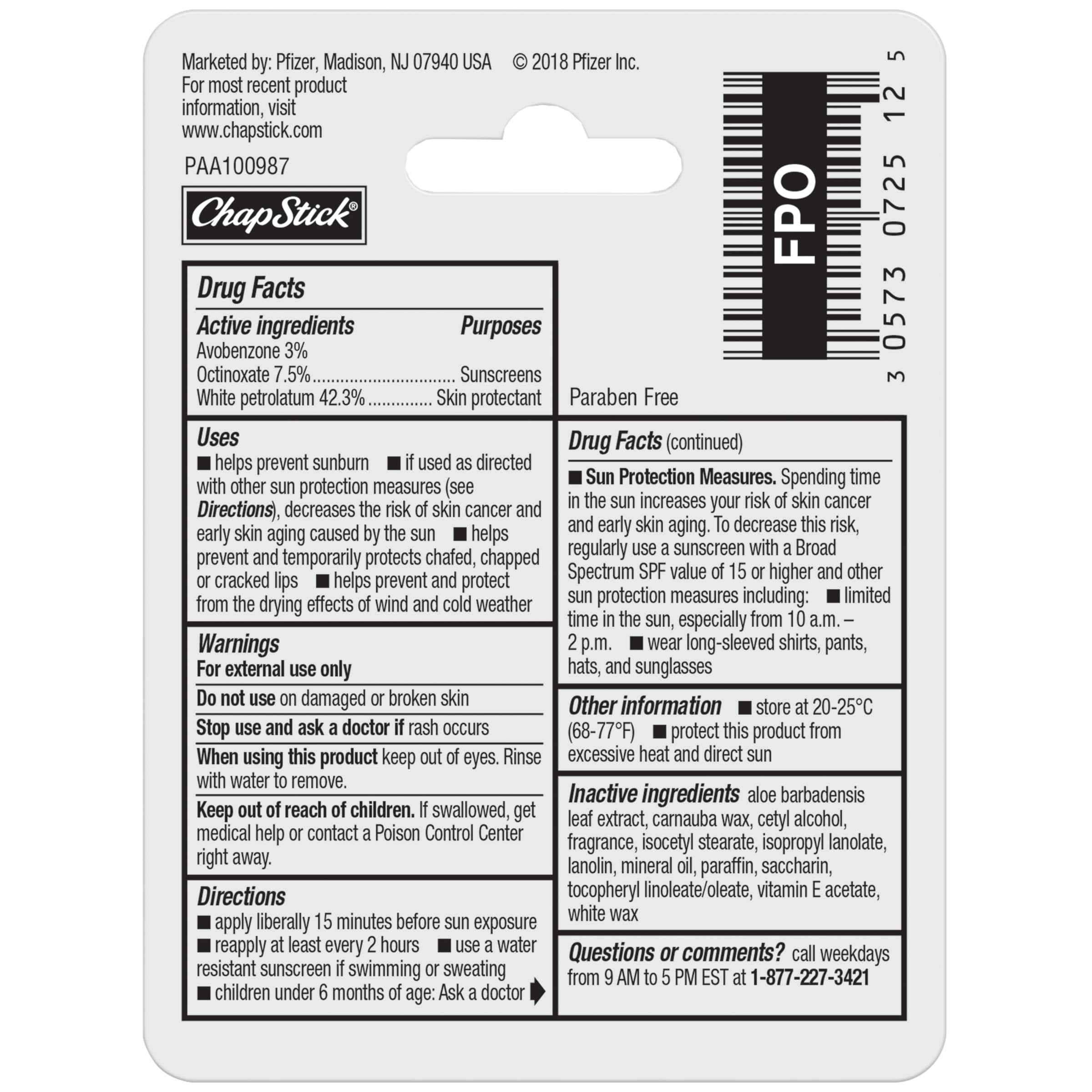 ChapStick Original Moisturizer sun protection pack demonstrated for daily lip care.