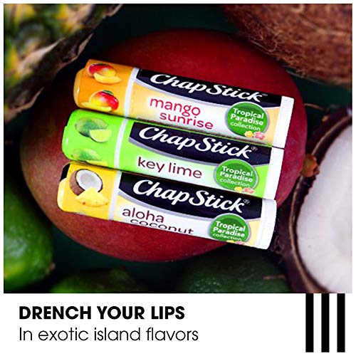 ChapStick Peaches & Cream balm on display with creamy hydration.