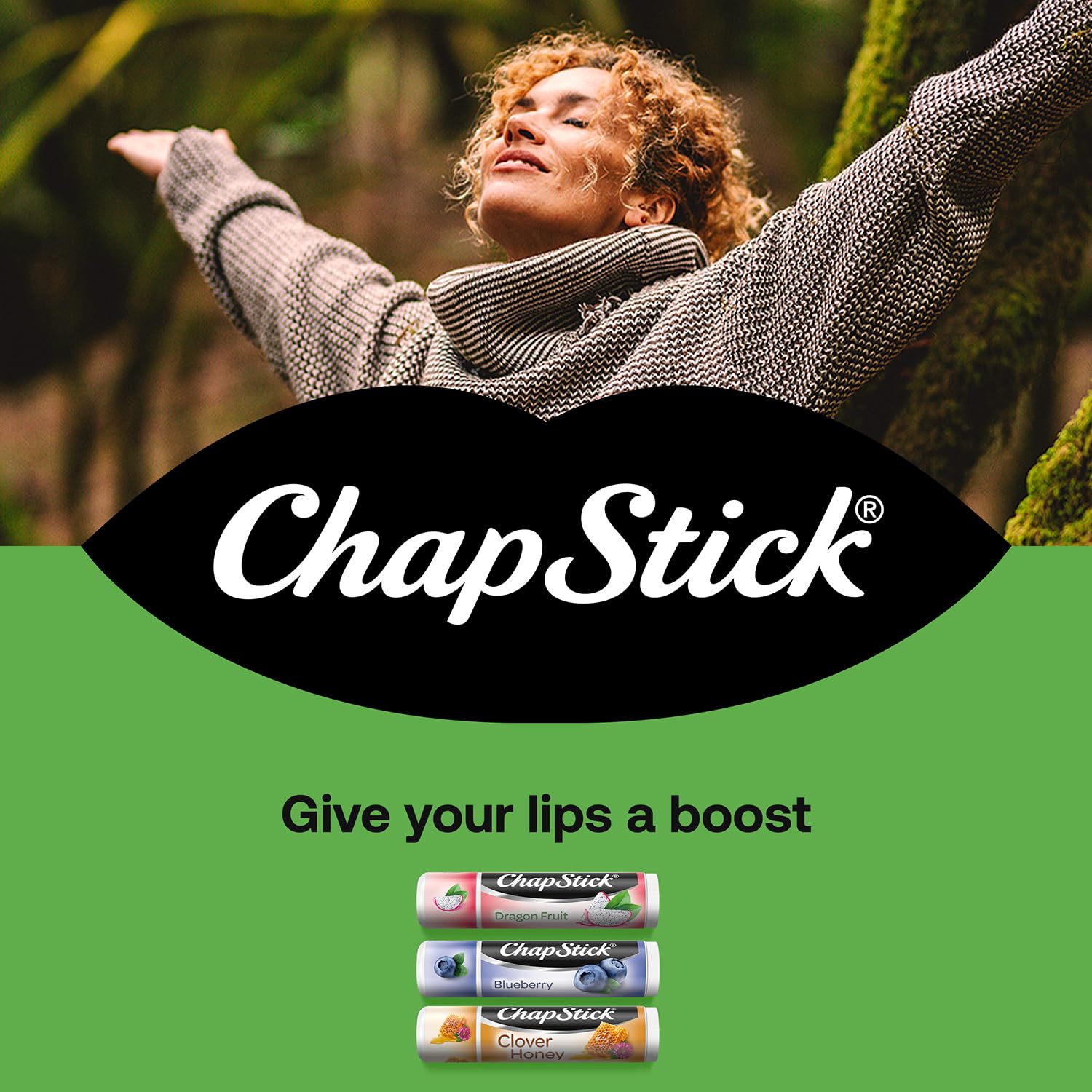 ChapStick Superfood Blueberry balm close-up reveals smooth texture for quick relief from dry lips