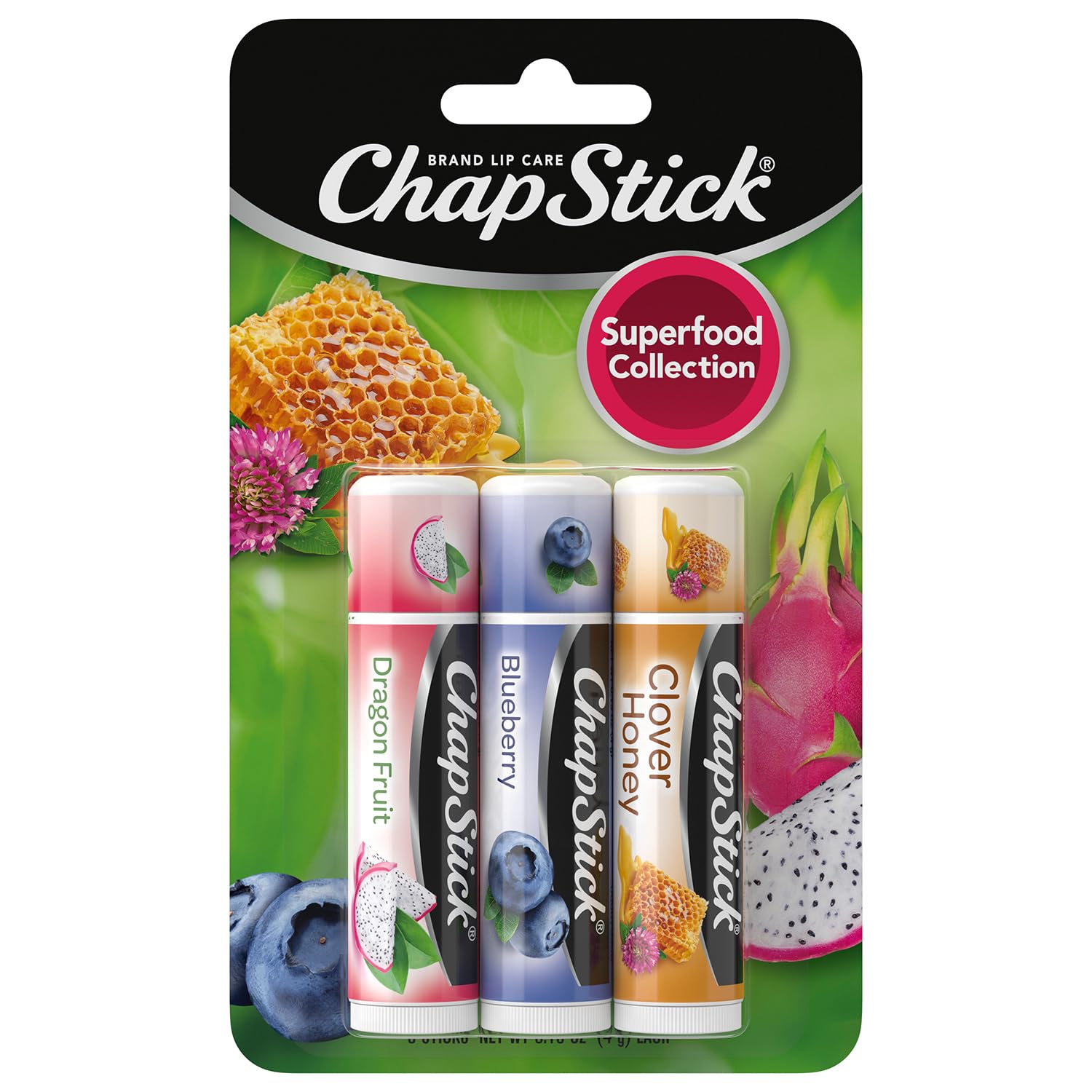 ChapStick Superfood Dragon Fruit pack-shot highlights portable lip care for on-the-go hydration
