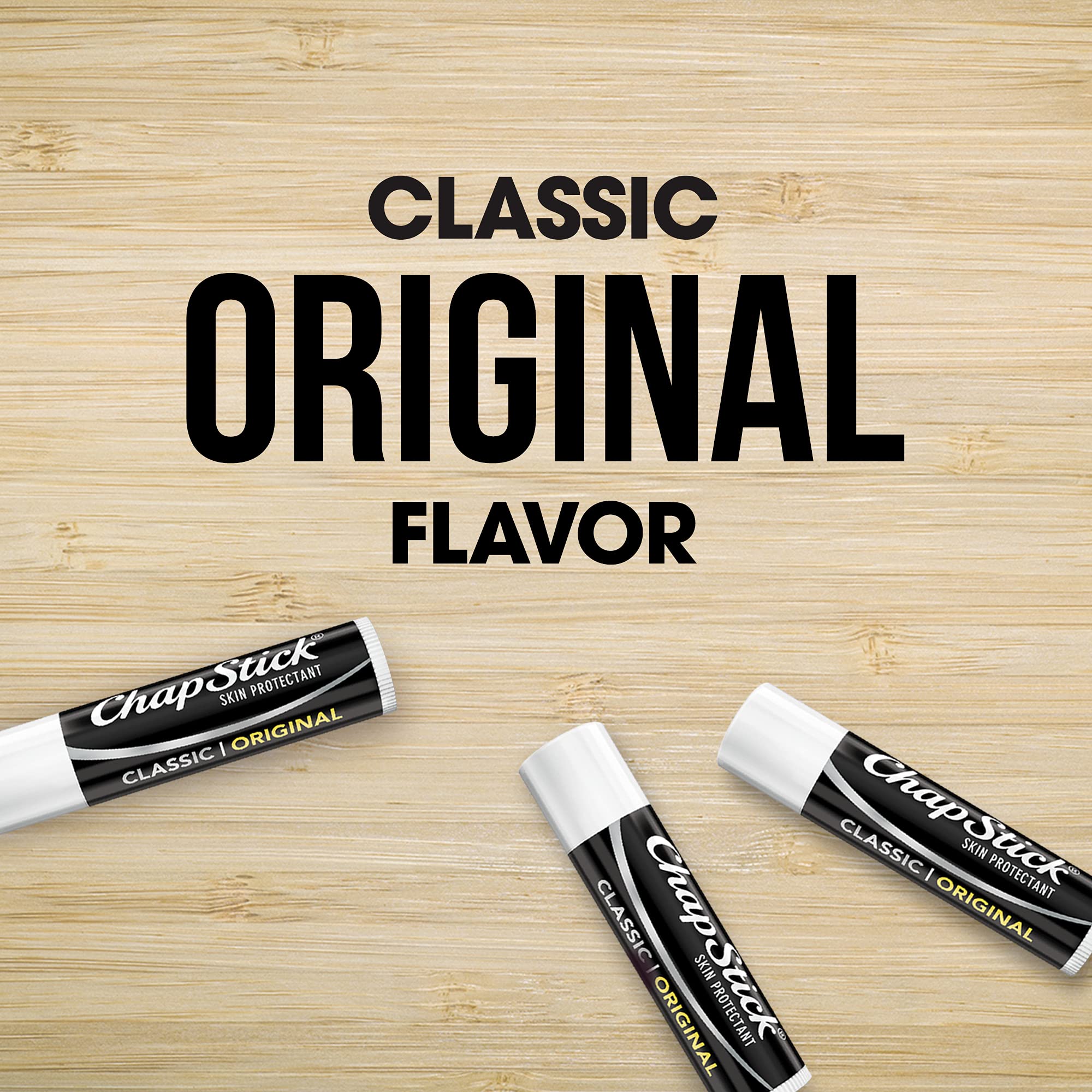 ChapStick lip balm tubes close-up showing smooth, non-greasy application