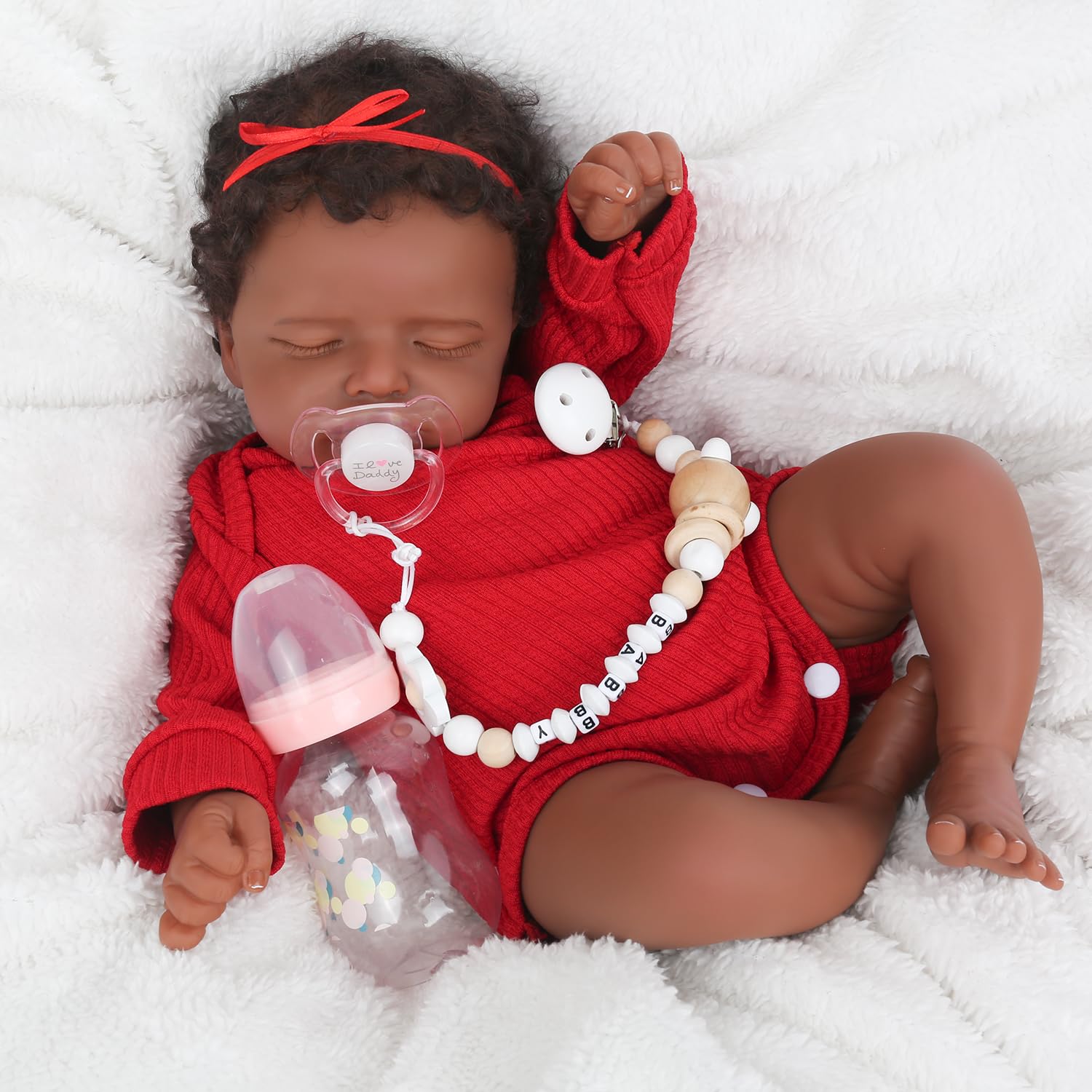 CHAREX Realistic 18-inch reborn doll face close-up shows lifelike features for imaginative play.