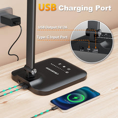 CHARYJOD LED Desk Lamp shows a dual-head design for broader workspace illumination.