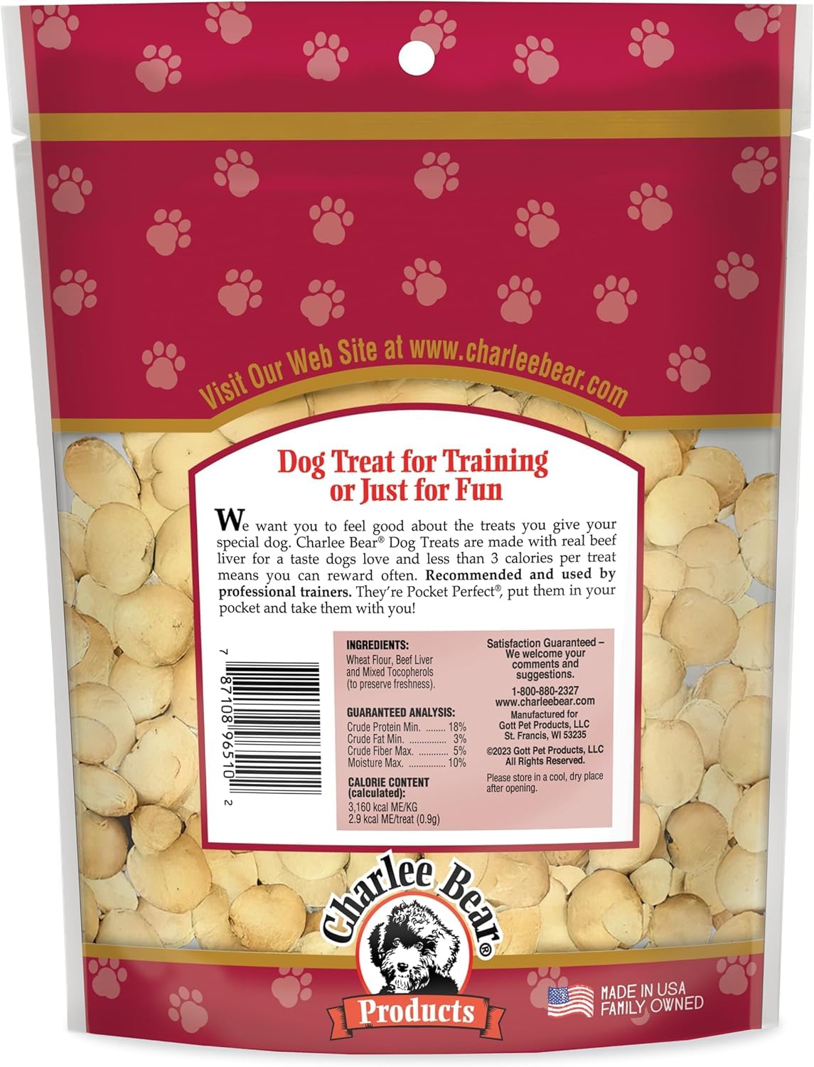 All-natural, USA-sourced ingredients from Charlee Bear support quality training treats.