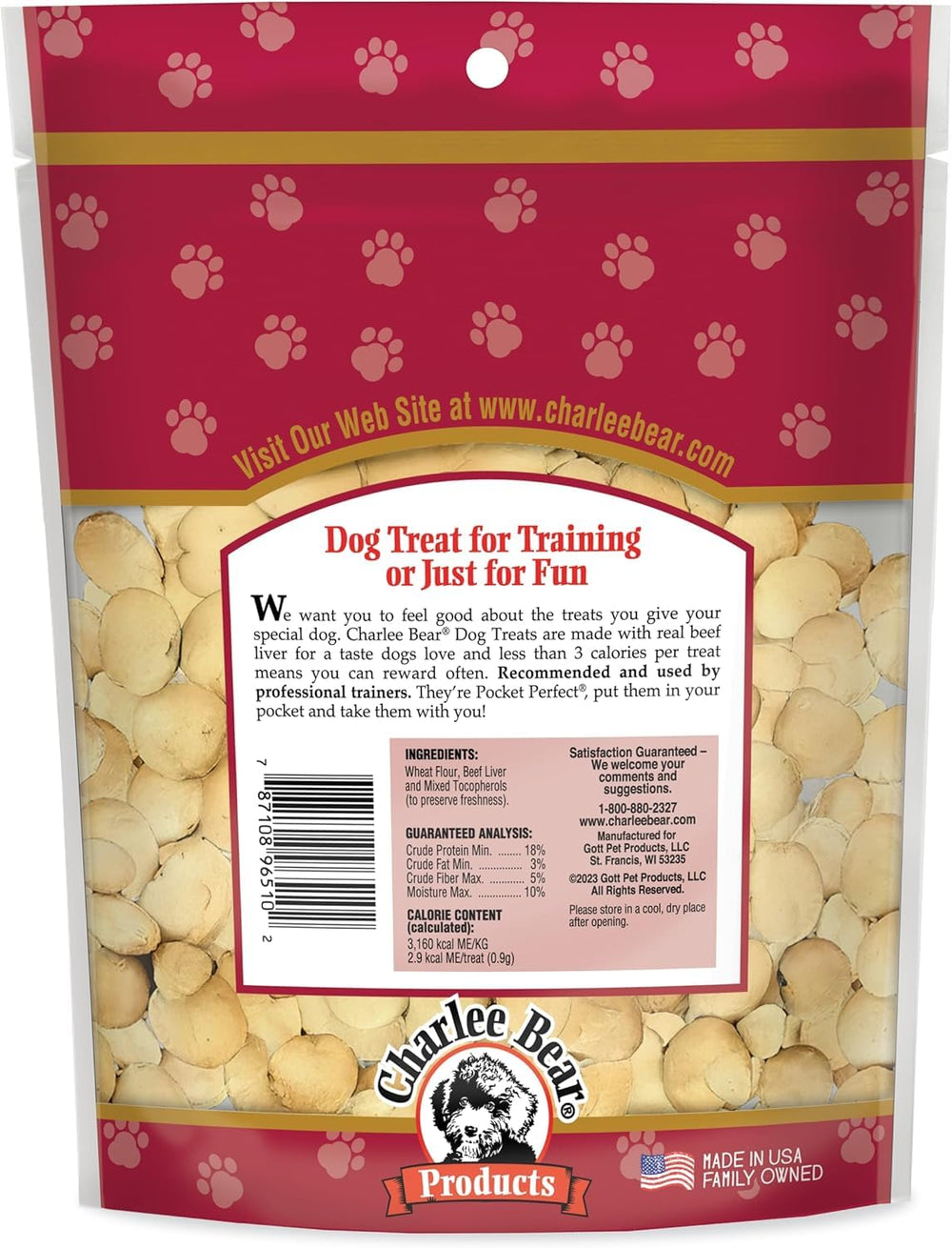 All-natural, USA-sourced ingredients from Charlee Bear support quality training treats.