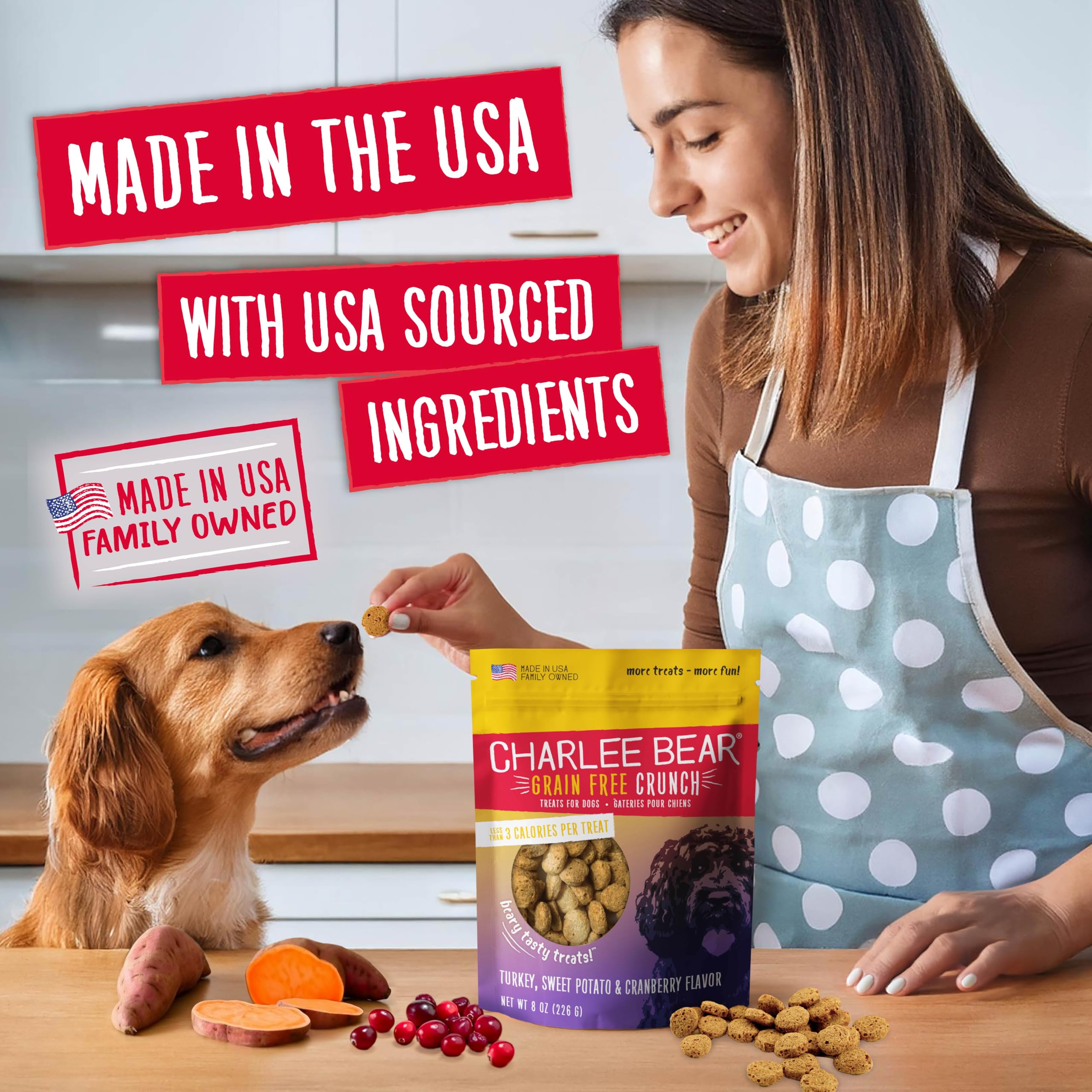Charlee Bear grain-free puppy treats with crunchy texture for reinforcement