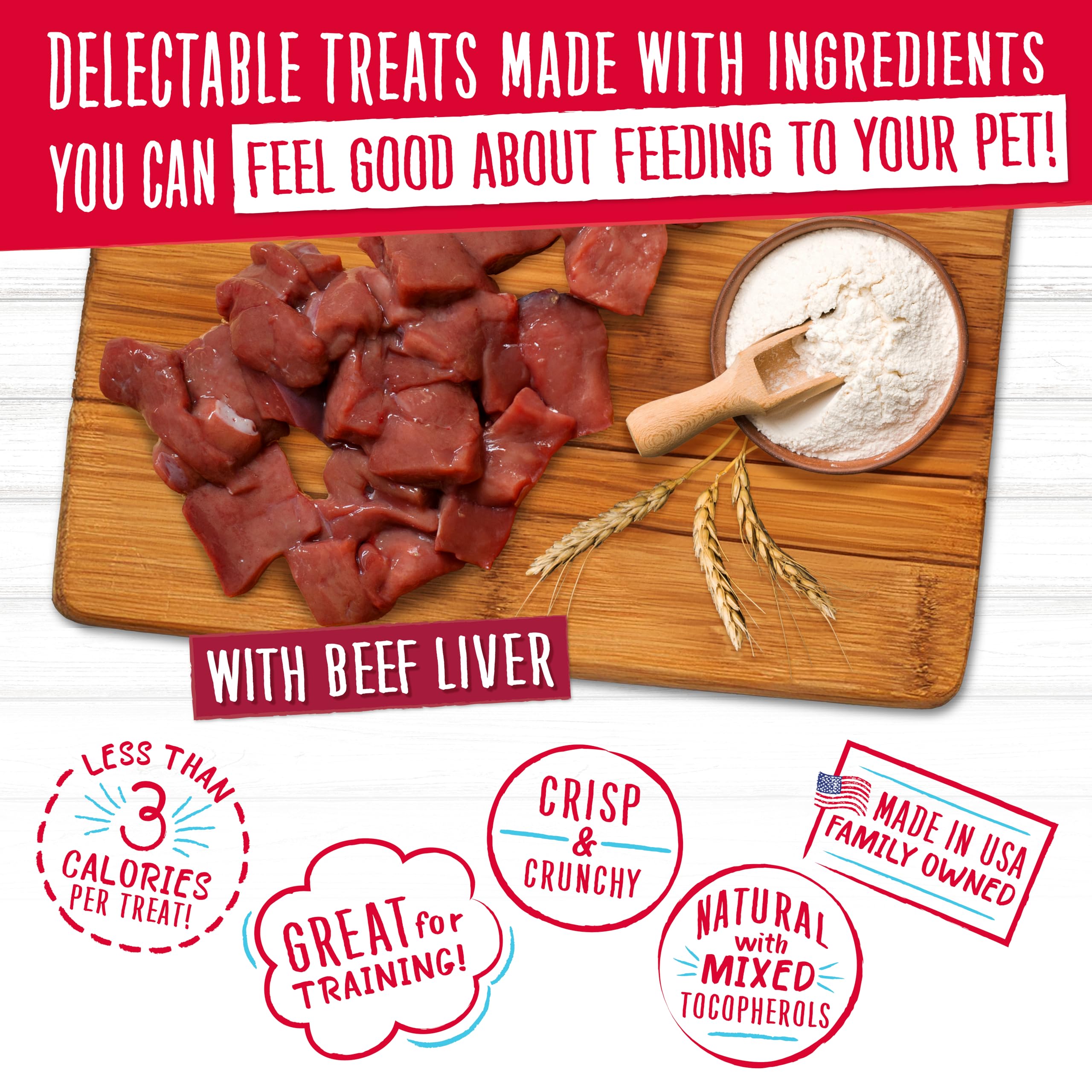 Puppy-to-adult obedience support with Charlee Bear beef liver treats.