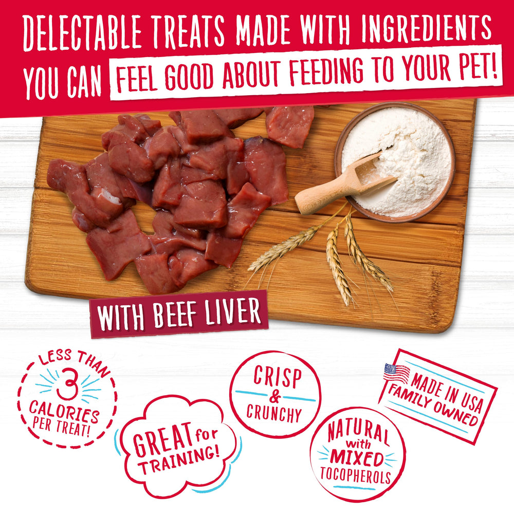 Puppy-to-adult obedience support with Charlee Bear beef liver treats.