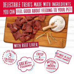 Puppy-to-adult obedience support with Charlee Bear beef liver treats.
