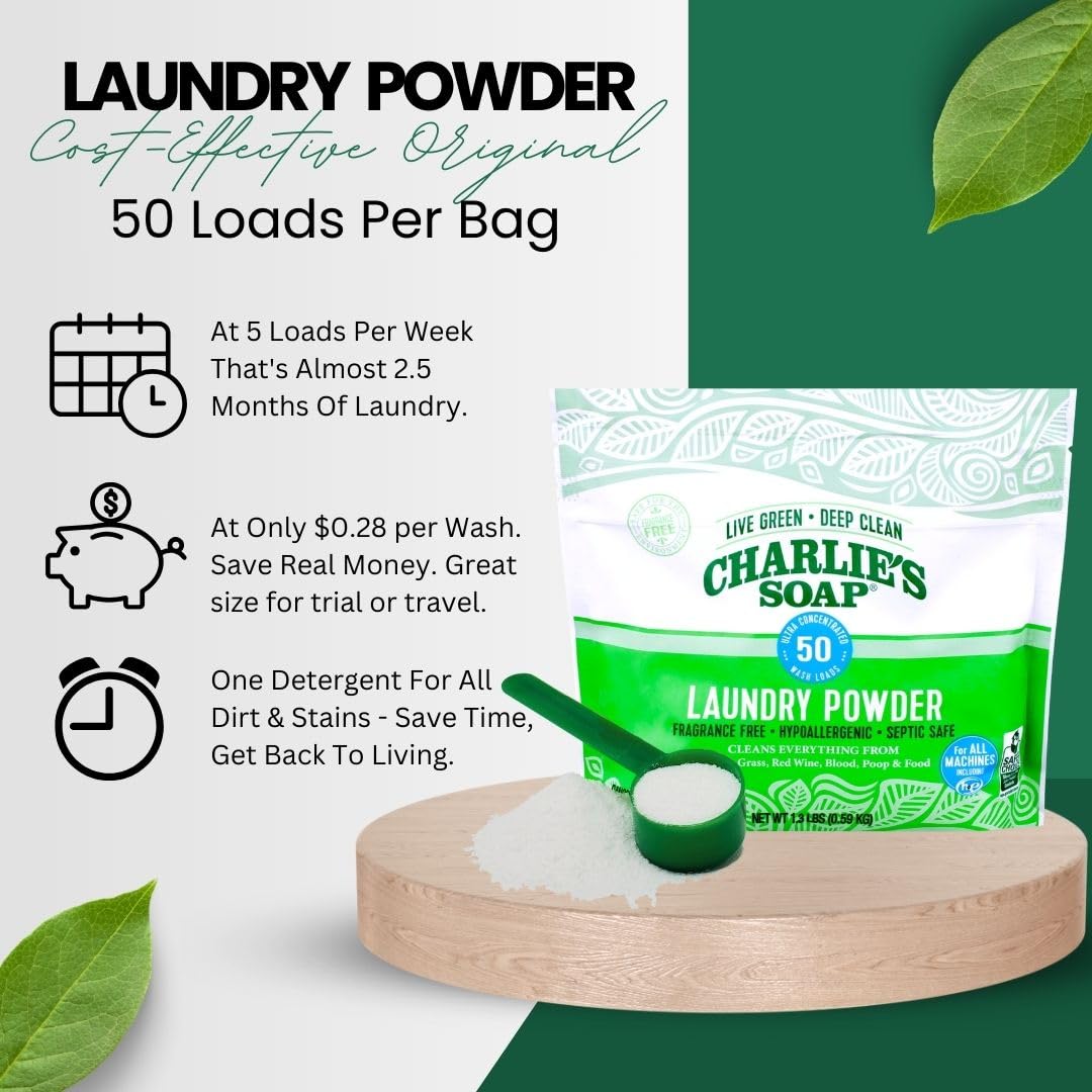 Charlie's Soap fragrance-free label signals scent-free care for sensitive skin.