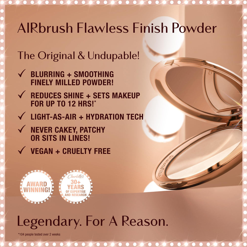 Charlotte Tilbury Airbrush Flawless Finish Powder smooths fine lines for a seamless airbrushed look.